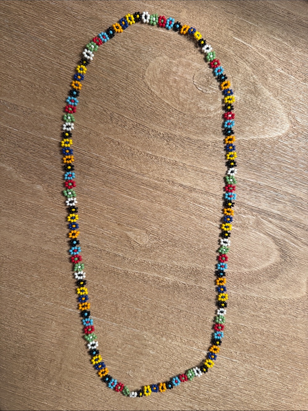 Handmade Multicolor Floral Seed Bead Necklace